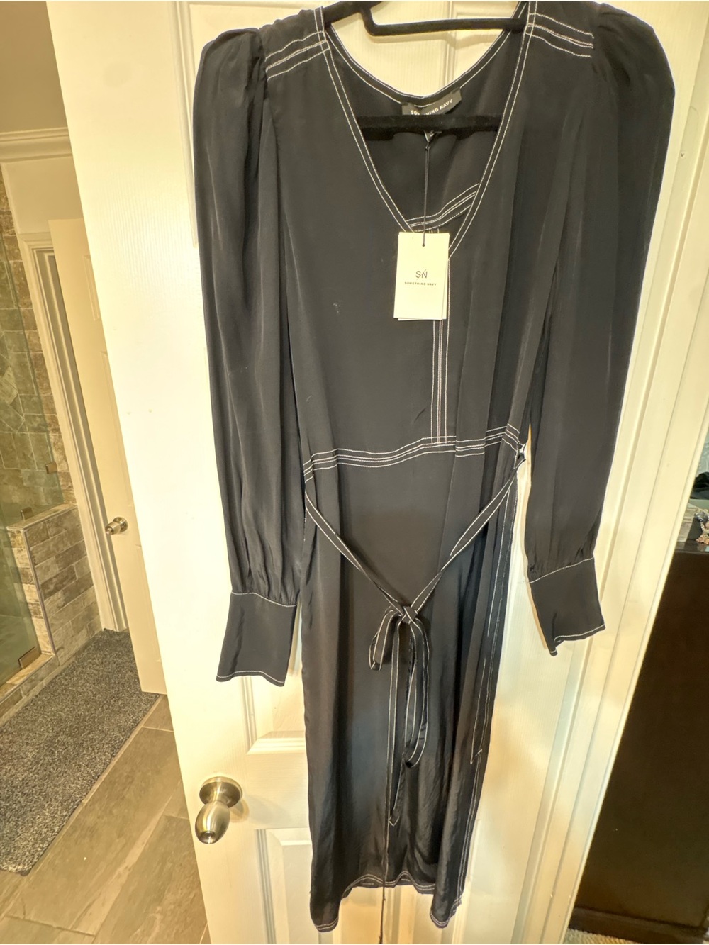 Something Navy Black Long Sleeves Size XS Dress